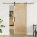 Porte Coulissante  avec Ensemble de Matériel 83x202 cm Bois de Pin Massif