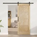 Porte Coulissante  avec Ensemble de Matériel 83x202 cm Bois de Pin Massif
