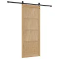Porte Coulissante  avec Ensemble de Matériel 83x202 cm Bois de Pin Massif