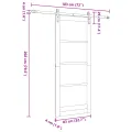 Porte coulissante  avec quincaillerie blanche 83x202 cm en bois massif de pin