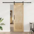 Porte Coulissante avec Quincaillerie 73.5x211 cm Bois Massif Pin