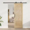 Porte Coulissante  avec Kit de Matériel 73,5x211 cm Bois de Pin Massif