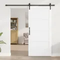 Porte coulissante  avec kit de matériel blanche 93x202 cm en bois massif