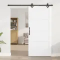 Porte coulissante  avec quincaillerie blanche 93x202 cm en bois massif de pin