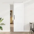 Porte coulissante  avec matériel blanc 73,5x211 cm en pin massif
