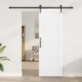 Porte Coulissante  avec Kit de Matériel Blanche 73.5x211 cm Bois Massif Pin