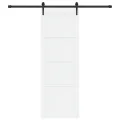Porte Coulissante  avec Kit de Matériel Blanche 73.5x211 cm Bois Massif Pin