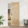 Porte coulissante  avec ensemble quincaillerie 83x232 cm en bois massif de pin