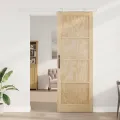 Porte coulissante  avec ensemble quincaillerie 83x232 cm en bois massif de pin