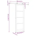 Porte coulissante  avec ensemble quincaillerie 83x232 cm en bois massif de pin