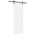 Porte Coulissante  avec Jeu de Quincaillerie Blanche 83x232 cm Bois Massif Pin