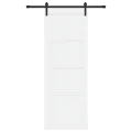 Porte Coulissante  avec Jeu de Quincaillerie Blanche 83x232 cm Bois Massif Pin