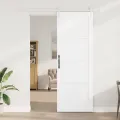 Porte coulissante  avec matériel blanc 83x232 cm en bois massif de pin
