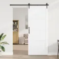 Porte Coulissante  avec Quincaillerie Blanche 93x232 cm en Bois Massif de Pin