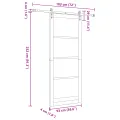 Porte Coulissante  avec Quincaillerie Blanche 93x232 cm en Bois Massif de Pin