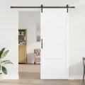 Porte Coulissante  avec Ensemble de Matériel Blanche 93x232 cm Bois Massif Pin