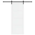 Porte Coulissante  avec Ensemble de Matériel Blanche 93x232 cm Bois Massif Pin