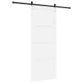 Porte Coulissante  avec Ensemble de Matériel Blanche 93x232 cm Bois Massif Pin