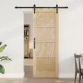 Porte Coulissante  avec Kit Quincaillerie 73,5x198,5 cm Bois Massif Pin