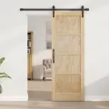 Porte Coulissante  avec Kit Quincaillerie 73,5x198,5 cm Bois Massif Pin
