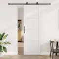 Porte coulissante  avec kit de quincaillerie blanche 78x232 cm en bois massif de pin