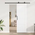 Porte coulissante  avec kit de quincaillerie blanche 78x232 cm en bois massif de pin