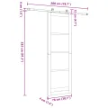 Porte coulissante  avec kit de quincaillerie blanche 78x232 cm en bois massif de pin