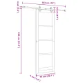 Porte coulissante  avec quincaillerie blanche 78x232 cm en bois massif de pin
