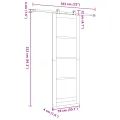 Porte coulissante  avec quincaillerie blanche 78x232 cm en bois massif de pin