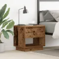 Table de chevet  en vieux bois 45x34x44 cm en bois reconstitué