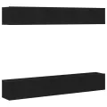 Ensemble meuble TV 4 pièces - Fixé au mur en chêne noir