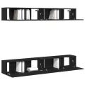 Ensemble meuble TV 4 pièces - Fixé au mur en chêne noir
