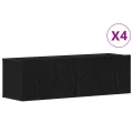 Ensemble meuble TV 4 pièces - Fixé au mur en chêne noir