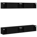 Ensemble meuble TV 4 pièces - Fixé au mur en chêne noir