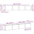 Ensemble meuble TV 4 pièces - Fixé au mur en chêne noir