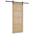 Porte Coulissante Ensemble de 2 Naturel et noir Bois de pin massif