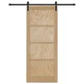 Porte Coulissante Ensemble de 2 Naturel et noir Bois de pin massif