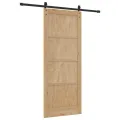 Porte Coulissante Ensemble de 2 Naturel et noir Bois de pin massif