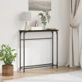 Table console Noir Chêne 75x19,5x75 cm Bois d'ingénierie