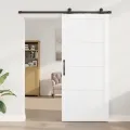 Porte coulissante  avec kit de matériel Blanche 93x211 cm Bois massif Pin