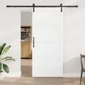 Porte coulissante avec kit de quincaillerie blanche 93x211 cm en pin massif