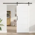Porte coulissante avec kit de quincaillerie blanche 93x211 cm en pin massif