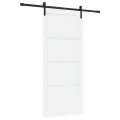 Porte Coulissante  avec Matériel Blanc 93x211 cm Bois Massif Pin
