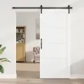 Porte Coulissante  avec Matériel Blanc 93x211 cm Bois Massif Pin