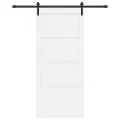 Porte Coulissante  avec Matériel Blanc 93x211 cm Bois Massif Pin