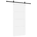 Porte Coulissante  avec Matériel Blanc 93x211 cm Bois Massif Pin