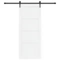 Porte coulissante  avec matériel blanc 86x211 cm en pin massif
