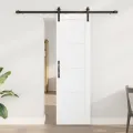 Porte Coulissante avec Ensemble de Quincaillerie Blanche 61x198,5 cm Bois de Pin Massif