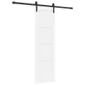 Porte Coulissante avec Ensemble de Quincaillerie Blanche 61x198,5 cm Bois de Pin Massif