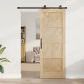 Porte Coulissante  avec Quincaillerie 'ORKDAL'en Bois de Pin Massif
